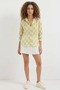 Women's Patterned Satin Yellow Shirt - 7
