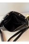 Women's Black Studded Handbag with Troc Detail, Baguette Shoulder Bag, Soft Leather Look Stylish Bag - 4