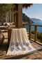100% Cotton Muslin Peshtemal Beach Towel Blue Coral 90X200 Cm. - 2