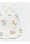 Ecru Flower Printed Baby Girl Bucket Hat - 4
