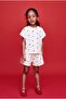 Girl's Cotton White Heart Patterned T-Shirt Shorts Set
