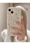 iPhone 15 Plus Blue Flower Patterned Ecru Case