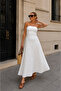 White Polka Dot Patterned Stylish Chiffon Lined Skirt - 4