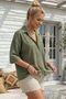 Dark Khaki Shirt Collar Short Sleeve Buttoned Mesh Pocket Embroidered Casual Cotton Woven Shirt 63 60 - 4