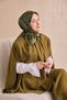 Twill Silk Scarf Royale Shawl Pattern Petrol Blue 90 - 5