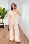 Beli Belted Blouse and Trousers Beige Set - 3