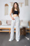 Women's High Waist Polka Dot Patterned Viscose Fabric Loose Cut Trousers - 6