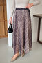 Women's Double Color Asymmetrical Chiffon Skirt Purple