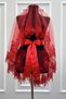 Red Bridal Veil Set, Laced, Shiny Stone and Pearl Decorated Henna Night Veil and Head Cover, 6 Pieces - 3