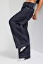 Women's Indigo Selvedge 7S6-50 Super Baggy Fit Embroidered Design Denim Jeans - 7