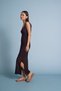 U-Neck Long Openwork Dress Brown - 2