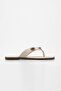 Women's Flip-Flops with Thick Straps and Ethnic Buckle, Casual Slippers, Vontis Ecru - 3