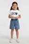 Ecru Heart Embroidered Badili Jean Shorts Girls' Set 24054 - 2