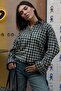 Green Oversize Checkered Women's Shirt Mg2822 - 2