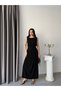 Black Waist Detailed Draped Sleeveless Dress - 4