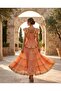 Yavruağzı, Salmon Silver Stripe Detailed Ruffled Maxi Dress - 3