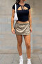 Women's Fit Cut Low-Cut Chest Lace-Up Front Crop T-Shirt - 3