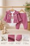 Baby Girl 3-Piece Set Floral Embroidered Bodysuit Seasonal Top and Bottom Set 0 3 6 9 12 Months - 3