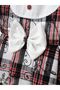 Retro Patterned Short Sleeve Bow Children's Dress - 3