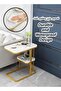 2-Tier Faux Marble Side Table with Rust Gold Steel Frame, Modern Sofa End Table, Waterproof MDF Wood Coffee Table, Compact Nightstand for Living Room Bedroom Office, 50×30×60 cm - 8