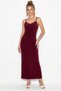 Women's Burgundy Thin Strap Lace Detailed V-Neck Bodycon Maxi Dress 2338 60286243 - 2