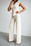 Crep Women's Gold Buttoned Modal Vest Trouser Set Ecru - 3