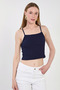 Women's Strappy Bubble Blouse - Navy Blue