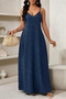 New Season Women's Long Casual Dress with Rope Straps, V-Neck and Pocket Detail - 2