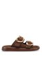 Women's Double Buckle Slippers 001226 Brown Suede - 4