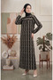 Bürümcük Fabric Robe Patterned Dress 0505-01 Black and White