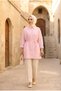 Women's Polo Collar Striped Oversize Tunic Shirt – Lace-Up Comfortable Fit Hijab Shirt - 4