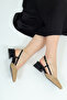 Women's Straw-Patterned Black Patent Leather Open-Back Pointed-Toe Heeled Shoes - 4