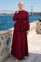 Belted Skirt Set A940 Claret Red - 2