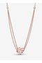 Layered Flower Necklace for Women, Rose Gold Tone Pendant Jewelry with Pink Crystal - 2