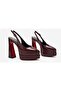 Matteo Burgundy Patent Leather Open Back Pointed Toe Double Platform High Heeled Shoes - 2