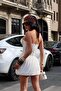 Women's White Lined Mini Tulle Skirt Yel221834 - 5