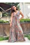 Green Multicolor Ethnic Patterned Strappy Long Dress - 5