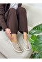 Beige Suede (Dyrot) Toe-Open Slippers with Gold Accessories - 3
