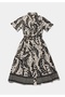 Regular Fit Metraj Printed Women's Black Short Sleeve Dress - 5