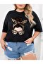 Oversize Women's Leopard Patterned Basic Oversized T-Shirt - 2