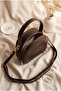 Minimalist Round-Line Double Zipper Crossbody Bag - Dark Brown - 3