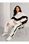 Black Stripe Detailed Velvet Tracksuit Set - 2
