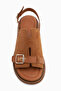 Cilia Genuine Leather Tan Suede Buckle Detailed Women's Sandals - 4