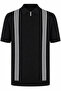Half Zipper Black - White Men's Polo Collar T-Shirt 17439