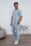 Men's Summer Blue Tracksuit Set Oversize T-Shirt Elastic Lace-Up Baggy Pants - 7