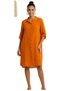 Hakim Yaka 3/4 Sleeve Buttoned Pocket Casual Muslin Oversize Woven Shirt Dress