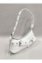 White Color Double Cross Belt Buckle Detailed Women's Shoulder Bag