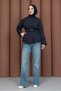 Short Belted Stylish Trench Coat Navy Blue - 2