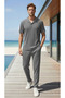 Men's Trendy Summer Wrinkled Fabric Short Sleeve T-Shirt and Pants Set - 2