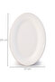 4442 Gardenya Set of 2 Porcelain Platinum Meshed Boat Plates - Oval Breakfast Serving Set 25cm - 4